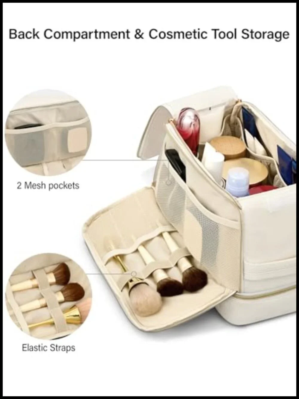 Large Dual-Layer Water-Resistant Cosmetic Bag, Toiletry Organizer for Travel,